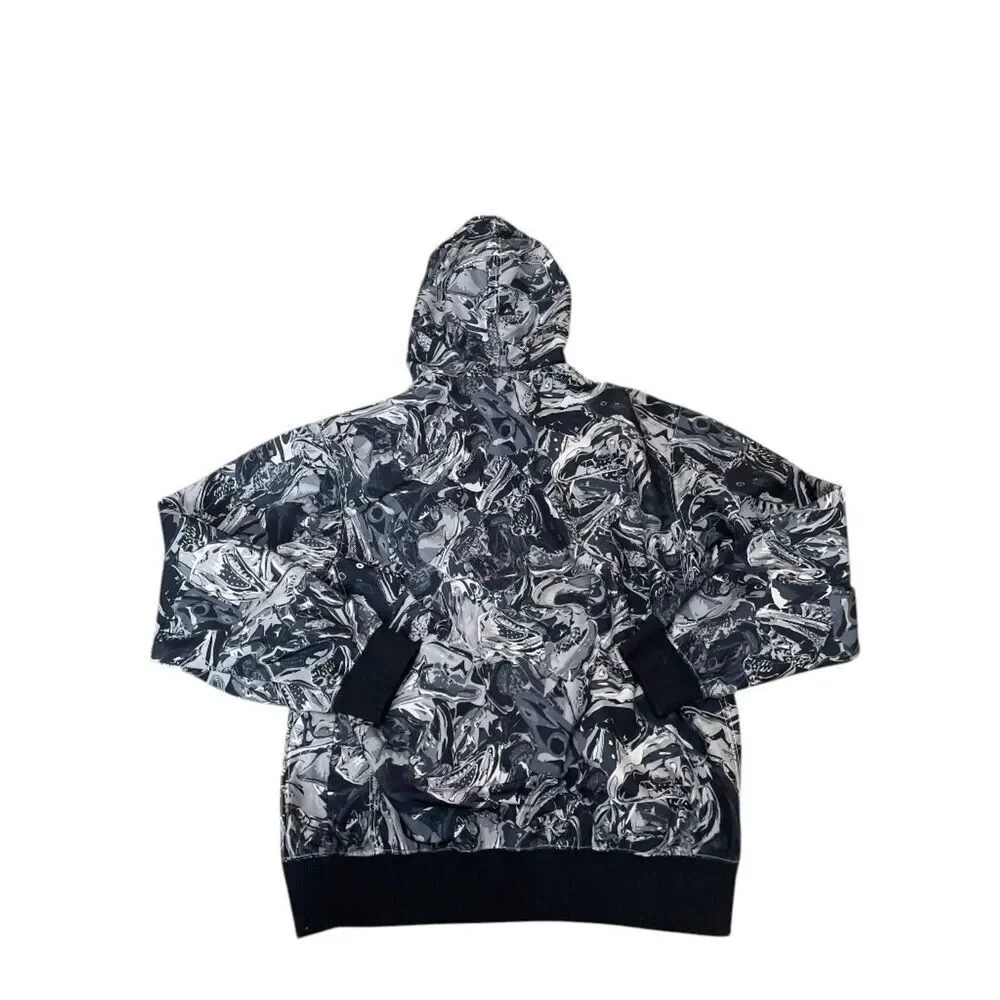 Jordan Technicolor All Over Print Jacket  Black White Full Zip Hoodie Men's sz M